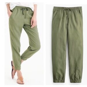 J. Crew | Point Sur Army Green Seaside Linen-Blend Pants Size 0